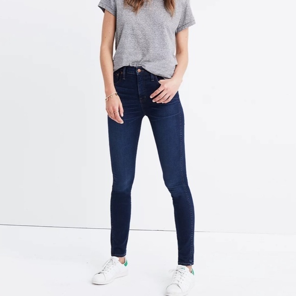 MADEWELL 10" High-Rise Skinny Jeans Dark Wash Denim Blue Jeans Size 24 Tall - Picture 1 of 10